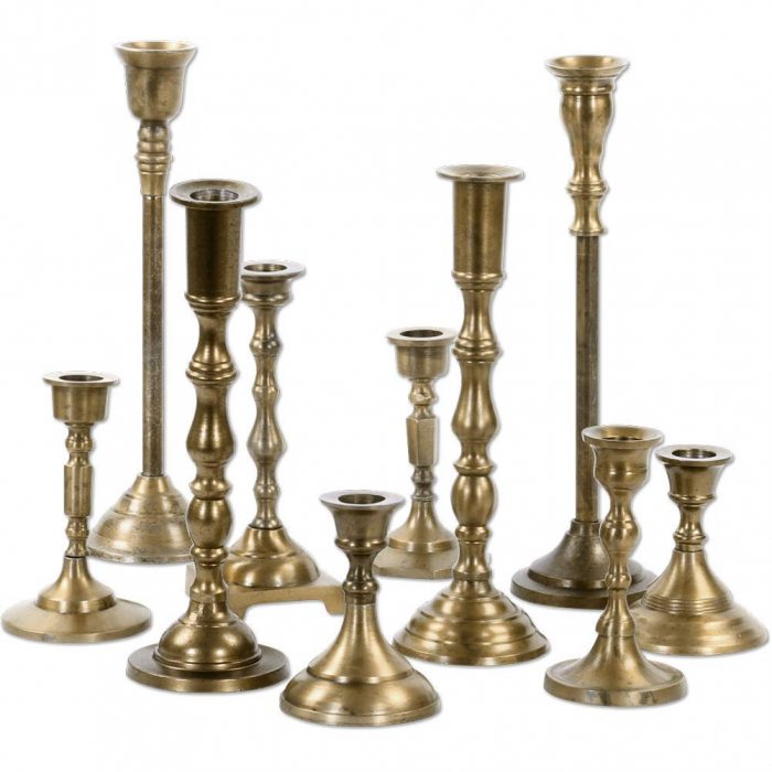 Assorted Set of Vintage Brass Candle Holders