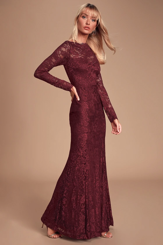 long sleeve wine bridesmaid dresses