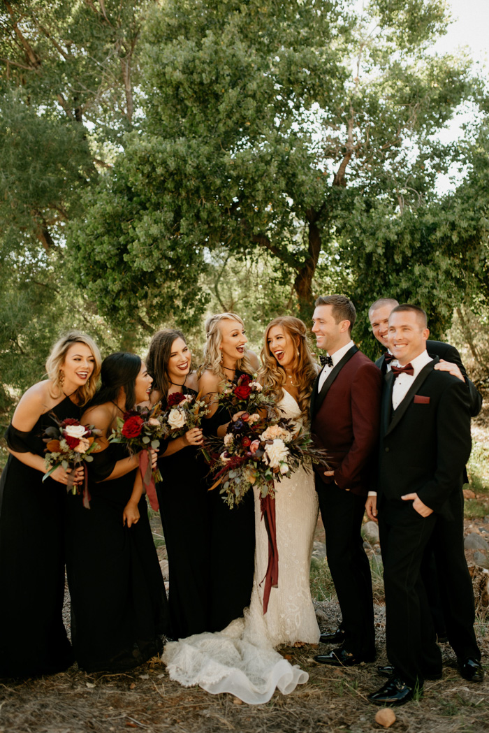 black and champagne wedding dress