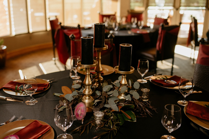 Burgundy Black and Champagne Wedding at Sedona Golf Resort