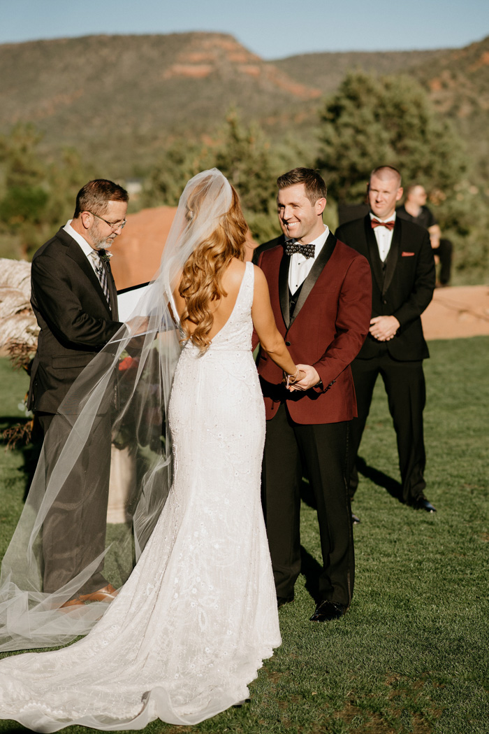 burgundy and black wedding dress