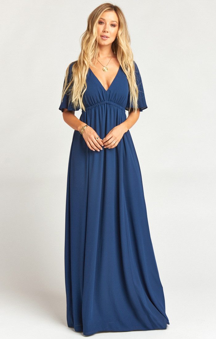 navy blue gown for wedding sponsor