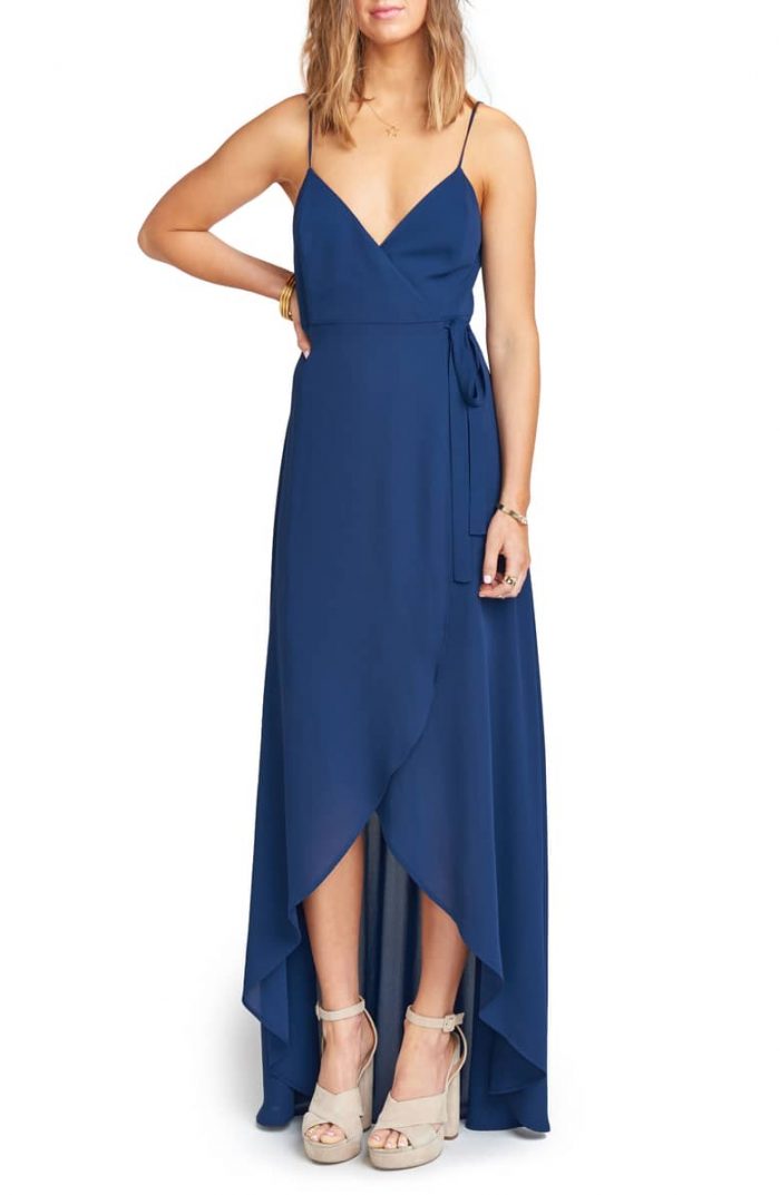 jamie ruffle wrap gown