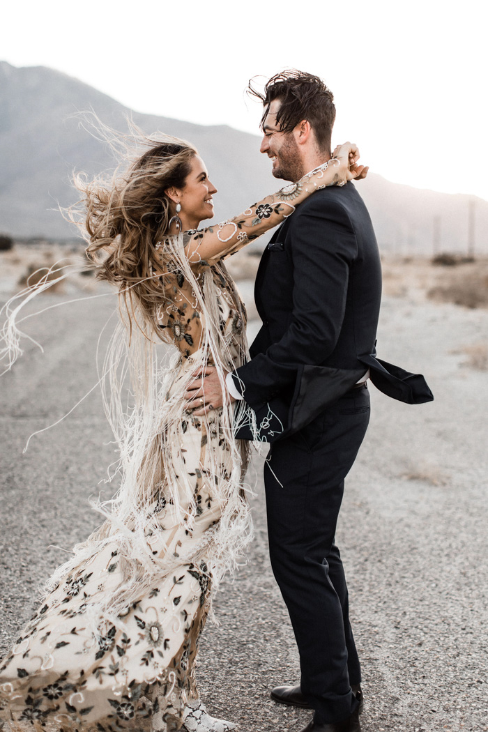 This Boho Glam Palm Desert Elopement Wows with a Rue De Seine Gown ...