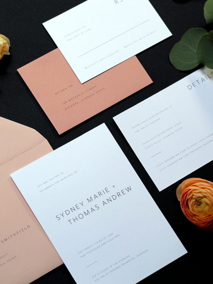 address wedding invitations - pink wedding suite