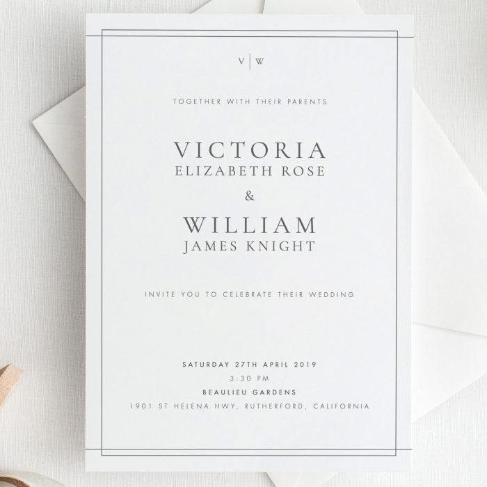 Elegant Wedding Card Design With Cute Leaves Vector Image