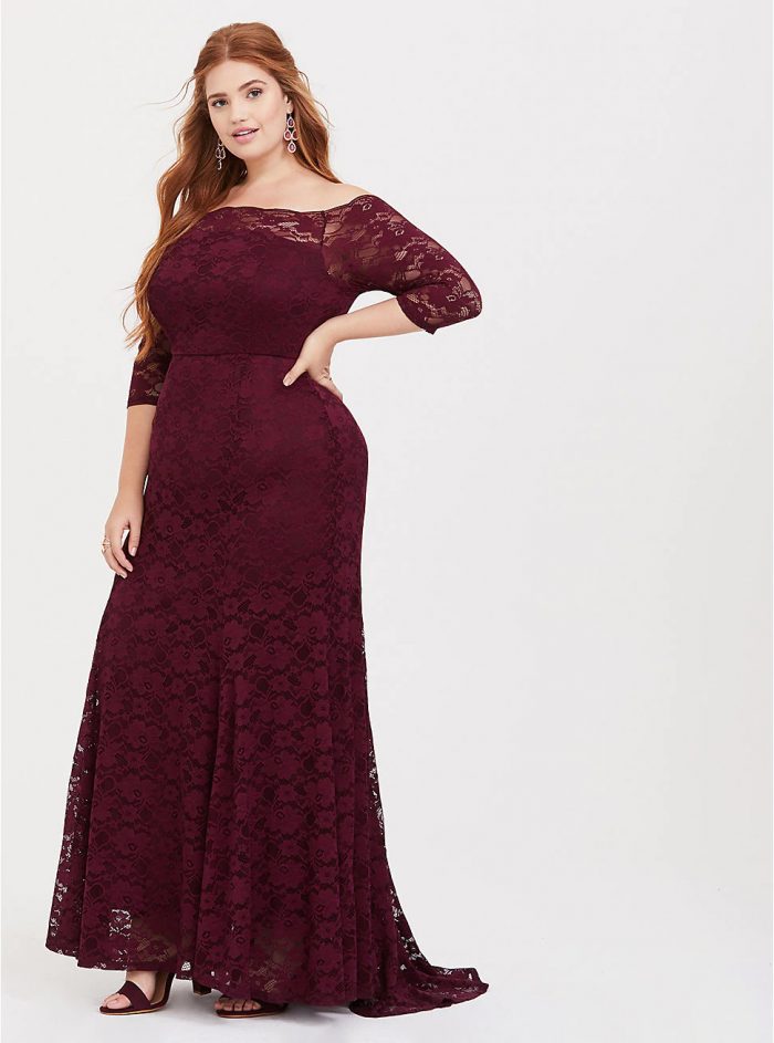 maroon maxi dress plus size