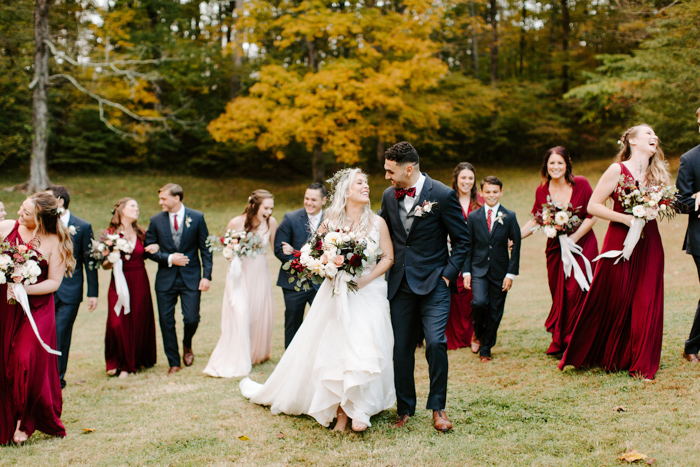 Navy and burgundy outlet wedding party