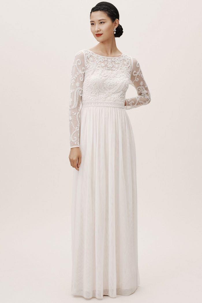 in dreams white long sleeve lace maxi dress