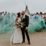 This Couple Accented Their Wolf Feather Honey Farm Wedding with Eucalyptus Green and Rose Gold