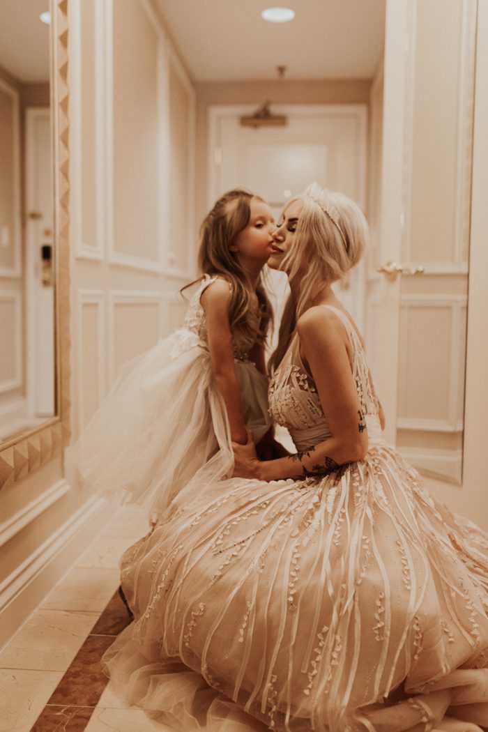 The Bride's Blush Gown Perfectly Matched the Desert Hues in This Valley