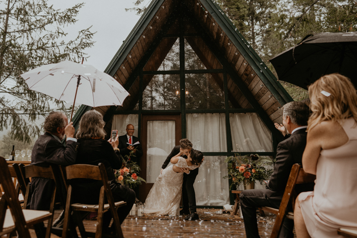 Burgundy And Gold Pnw Wedding At Cozy River Cabin At Mount Rainier