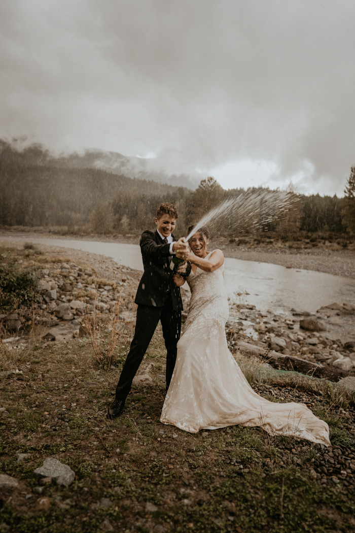 Burgundy and Gold PNW Wedding at Cozy River Cabin At Mount Rainier