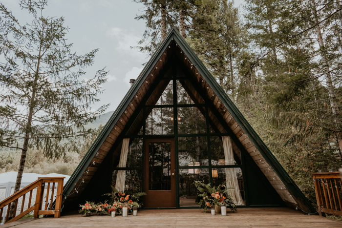 Burgundy And Gold Pnw Wedding At Cozy River Cabin At Mount Rainier