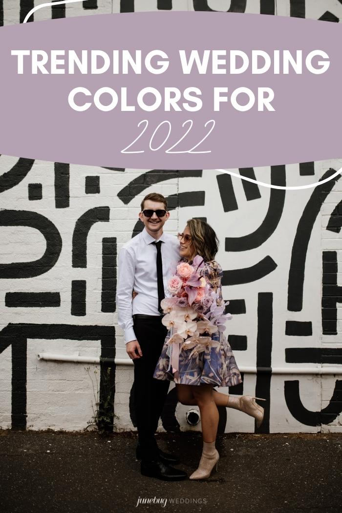 trending wedding colors graphic for 2022