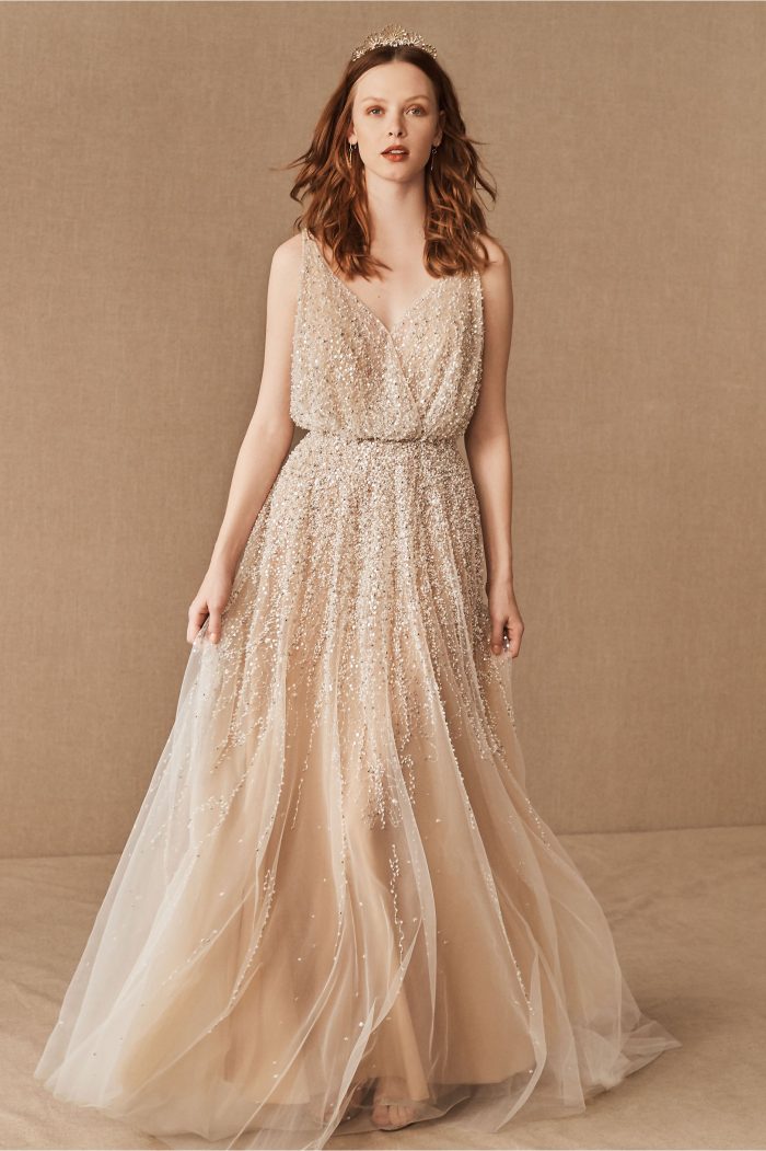 Bhldn cascading lace gown sale