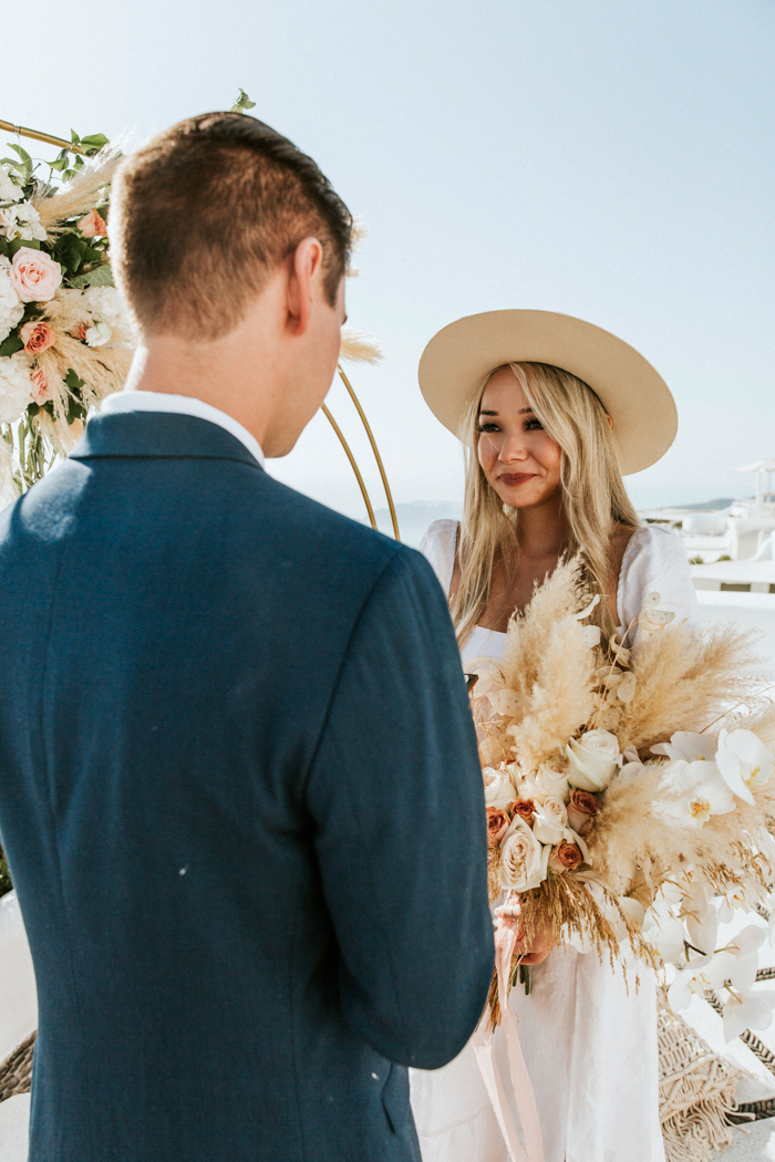 This Santorini Elopement at Vallais Villa is a Mediterranean Boho Dream ...