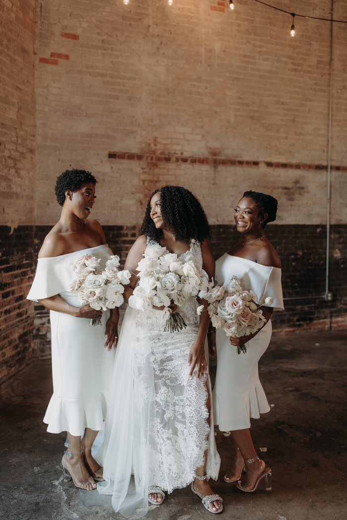 Monochromatic bridesmaid outlet dresses