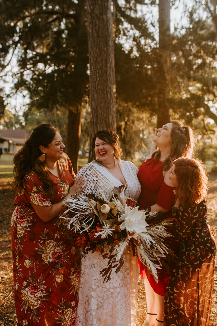 '70s Boho Georgia Wedding at Honey Creek Camp | Junebug Weddings