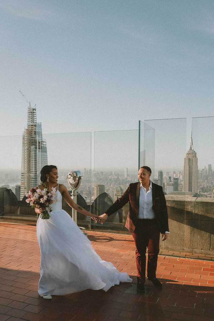 Epic Top of The Rock Elopement Overlooking NYC | Junebug Weddings