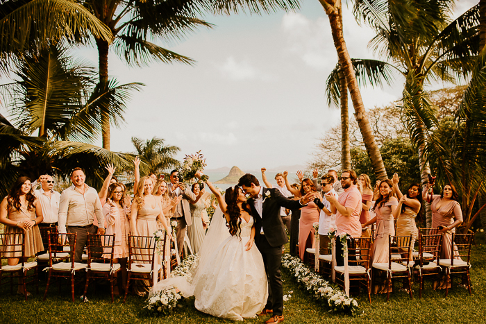 Island Chic Hawaiian Garden Wedding at Kualoa Ranch *