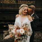 Retro Wedding at the Buckinghamshire Railway Centre with Pops of Coral
