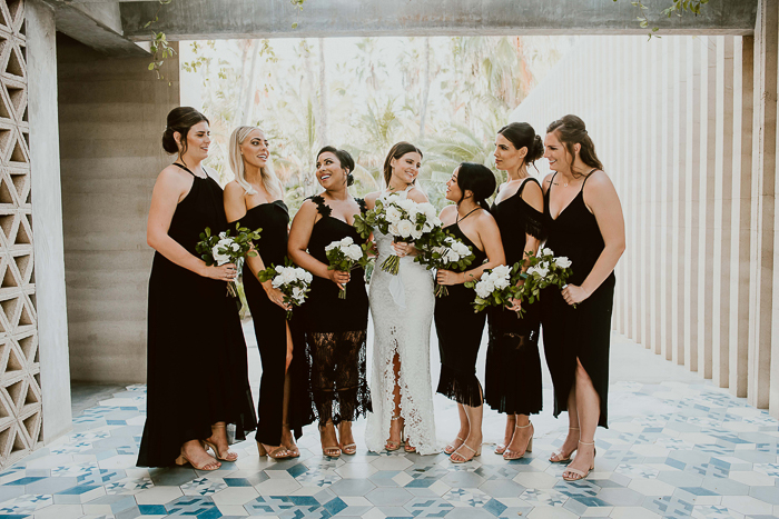 Black and White Boho Glam Acre Baja Wedding | Junebug Weddings