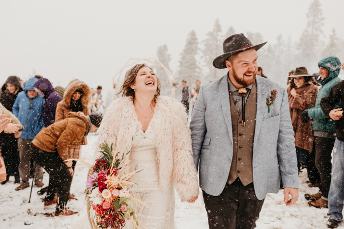 Snowy Fall Festival Themed Mt. Ashland Wedding | Junebug Weddings