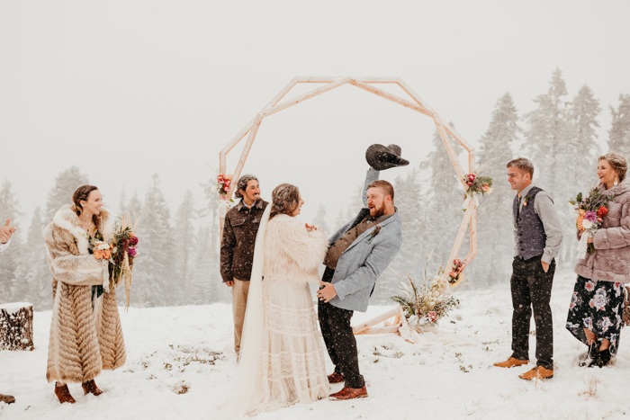 Snowy Fall Festival-Themed Wedding at Mt. Ashland Ski Area *
