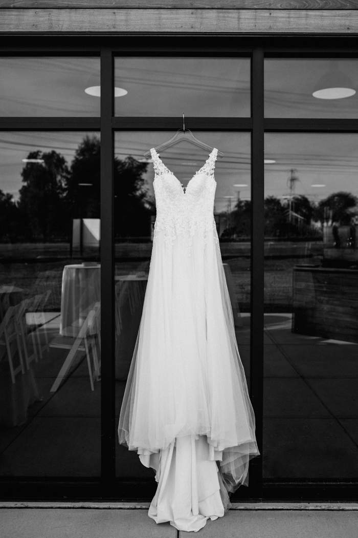 hanging wedding dress