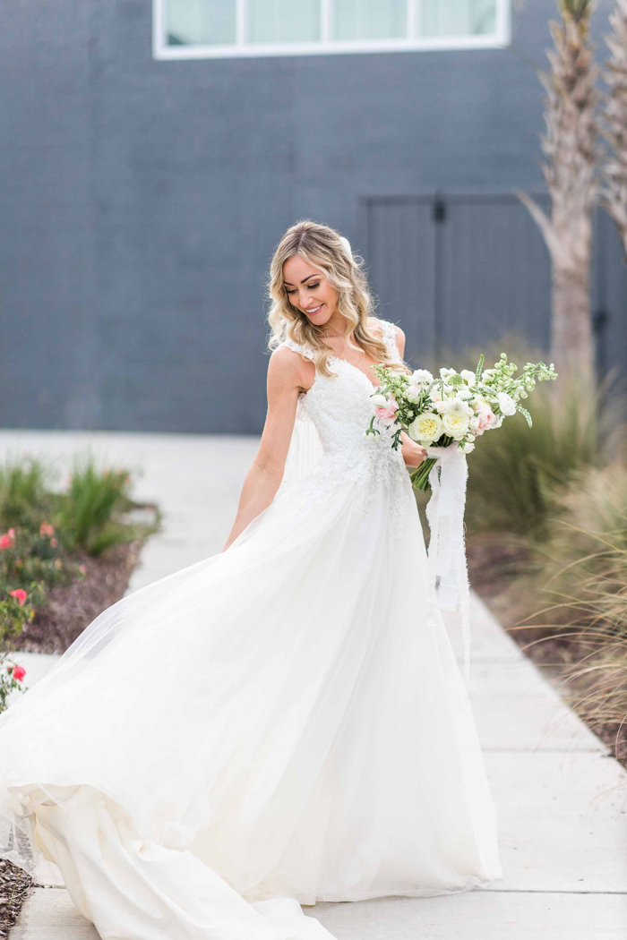 twirling gown with flowers