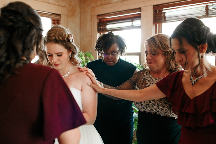 pre wedding prayer circle Moore's cove falls wedding