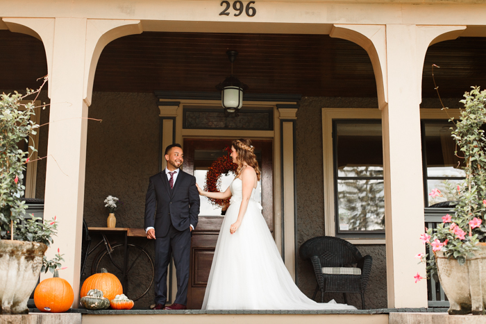 first look with bride and groom