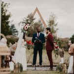 This Red And Sage Backyard Wedding Had A Special Fire Ceremony