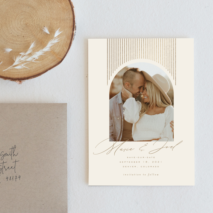 neutral palette save the date cards