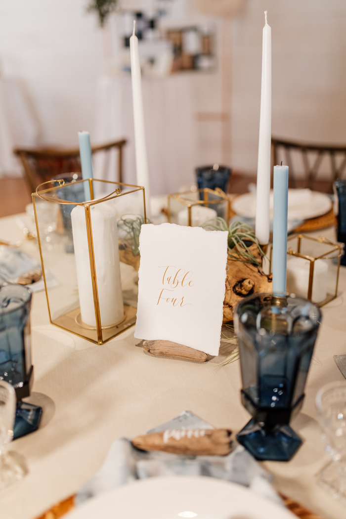 candles in glass tablescape
