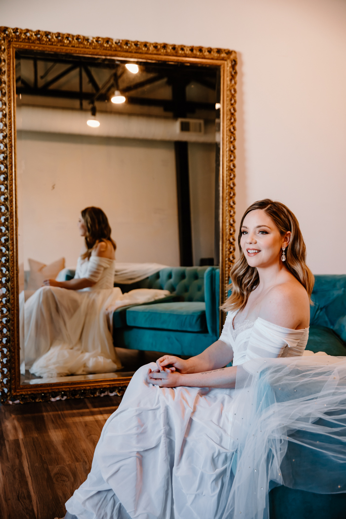 bride laughing during pre-ceremony