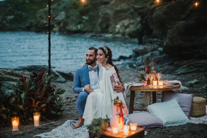 Brava Casa, Buzios, Rio de Janeiro, Brasil elopement ceremony image -  celebrating the wedding in front of the sea