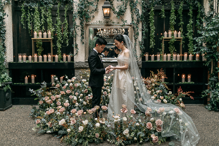 Candlelit And Modern French Courtyard Micro Wedding