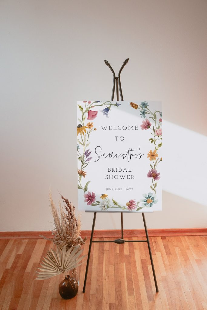 wildflower bridal shower welcome sign