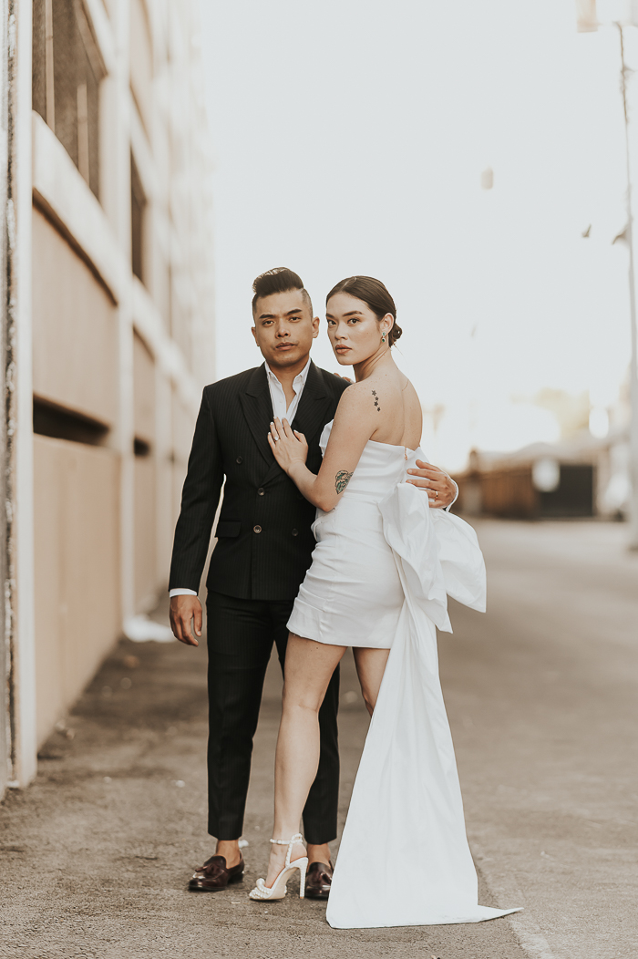 Edgy Las Vegas Elopement With A Pink Cadillac And Tattoos