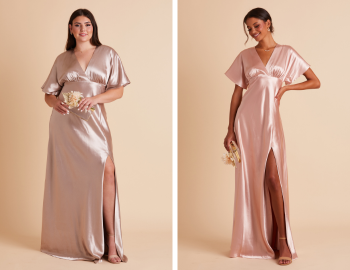 Lisa Long Satin Bridesmaid Dress in Chocolate Brown