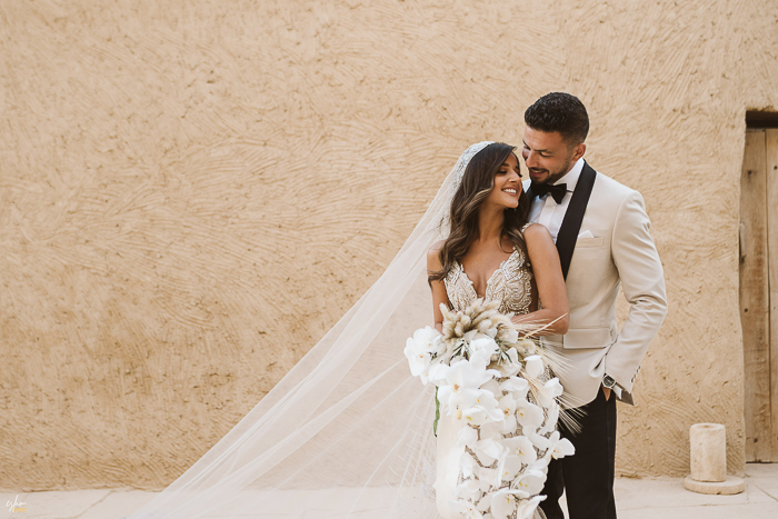 A Haute Couture Designer's Glam Oasis Wedding