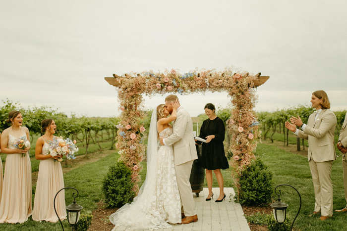 Classic Vineyard Wedding Featuring a Modern Wedding Dress