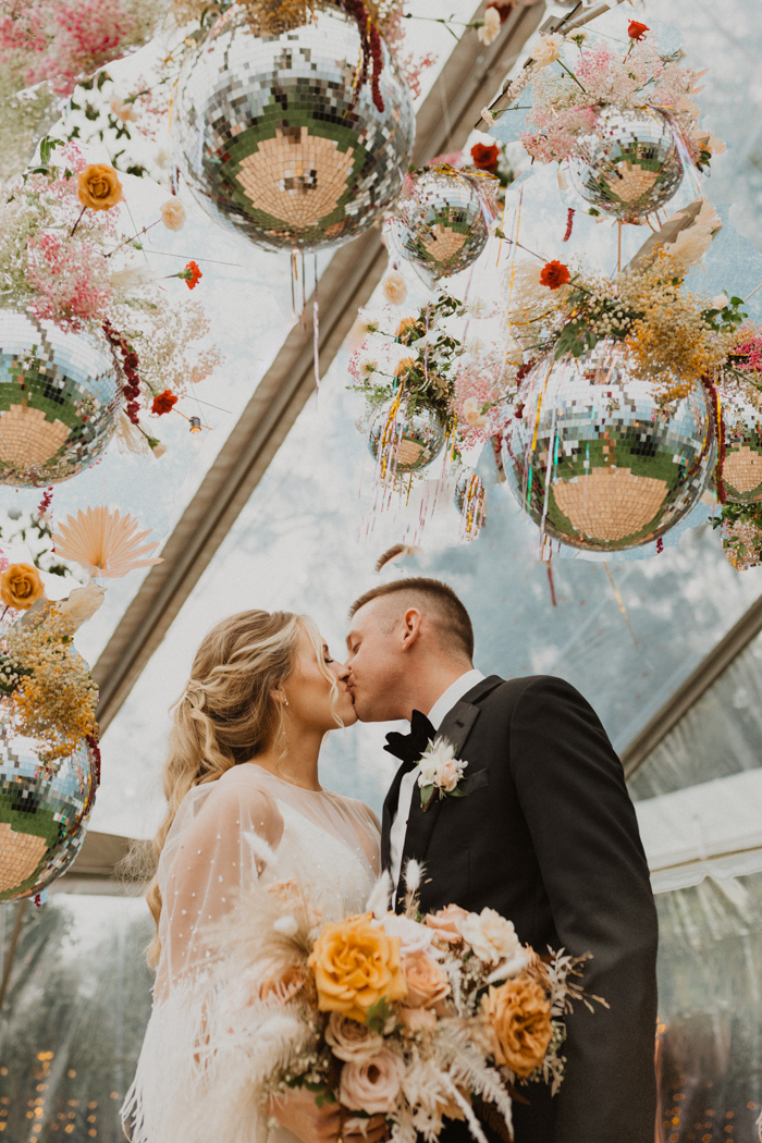 Elegant Winter Wedding With A Disco Ball Ceiling Junebug Weddings