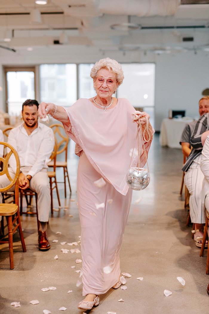 These adorable grandmothers are flower girls at wedding