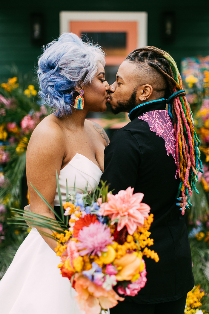 Black and outlet rainbow wedding dress