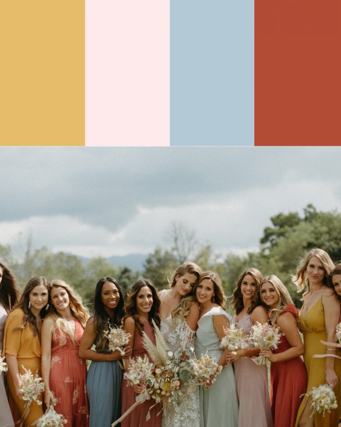 Mismatched Bridesmaid Dress Color Palettes | Junebug Weddings