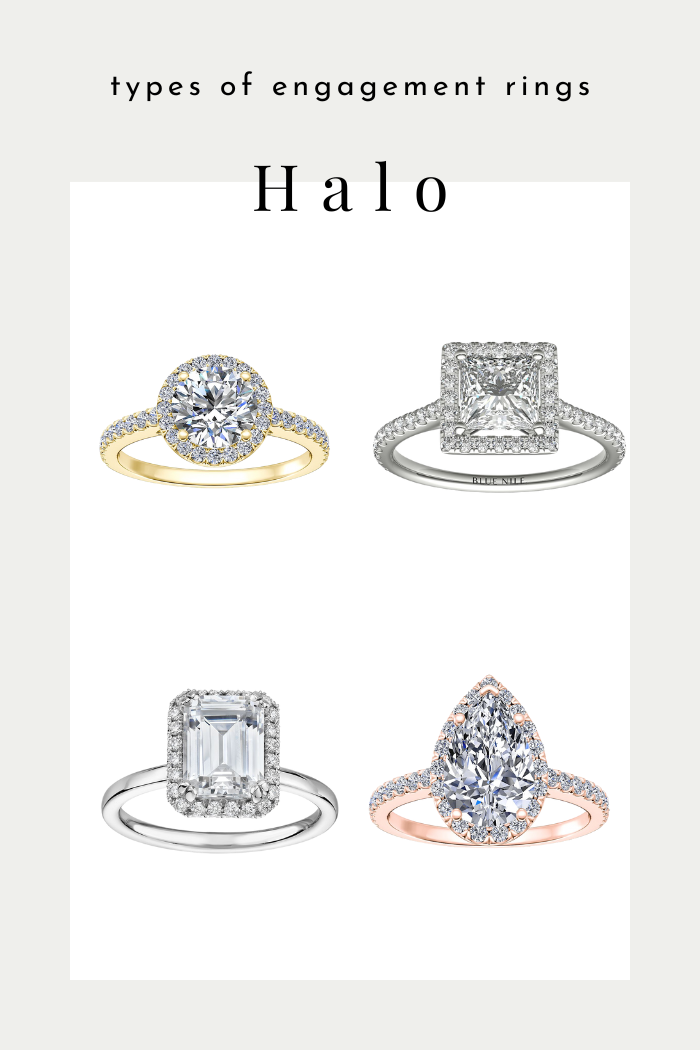types of engagement rings guide - halo