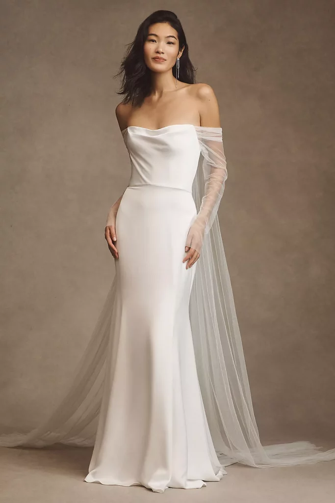BHLDN Sweetheart Silky Satin Lace Cutout A-Line Gown